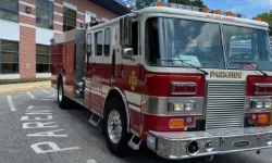 A Parkside firetruck parked at the station